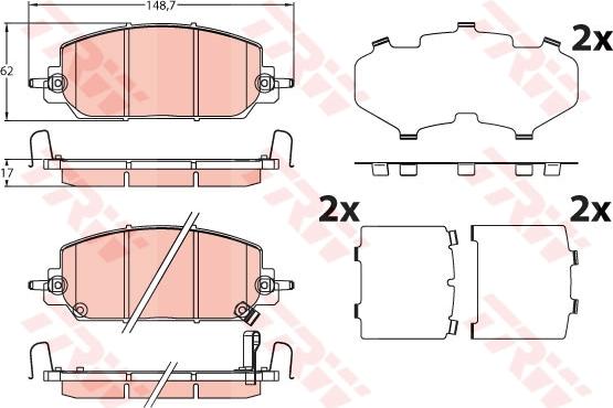 TRW GDB2244 - Гальмівні колодки, дискові гальма autocars.com.ua