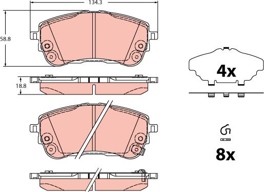 TRW GDB2345 - Гальмівні колодки, дискові гальма autocars.com.ua