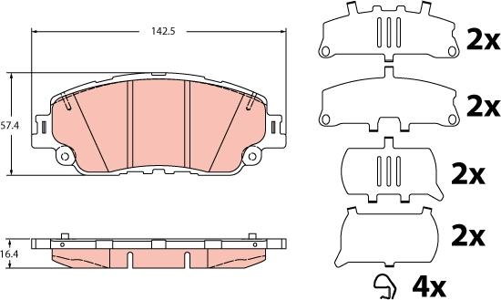 TRW GDB2354 - Тормозные колодки, дисковые, комплект autodnr.net