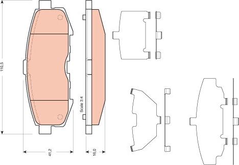 TRW GDB3406 - Гальмівні колодки, дискові гальма autocars.com.ua