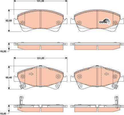 TRW GDB3479 - Гальмівні колодки, дискові гальма autocars.com.ua