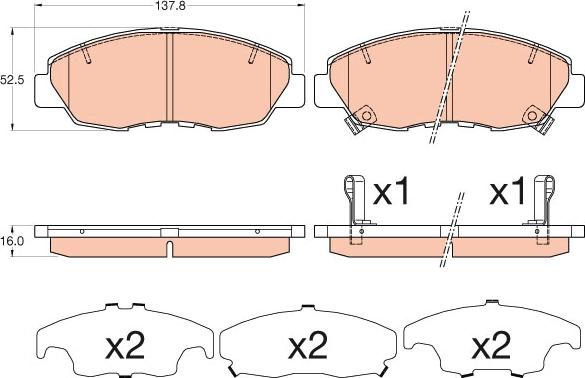 TRW GDB3609 - Гальмівні колодки, дискові гальма autocars.com.ua