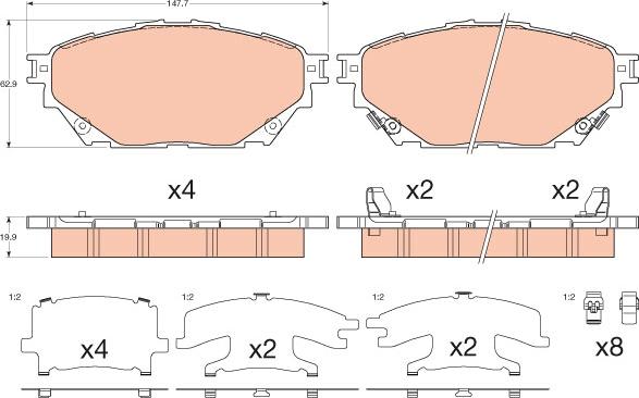 TRW GDB3611 - Тормозные колодки, дисковые, комплект avtokuzovplus.com.ua