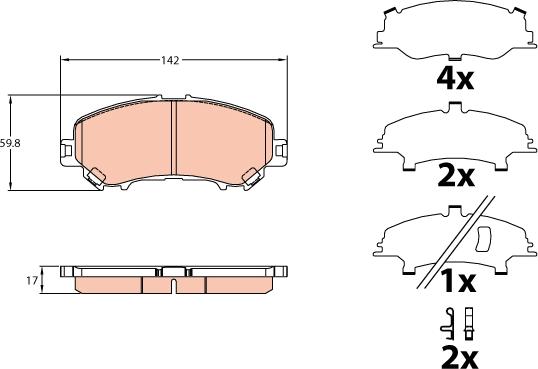 TRW GDB3648 - Комплект тормозных колодок. дисковый тормоз autocars.com.ua