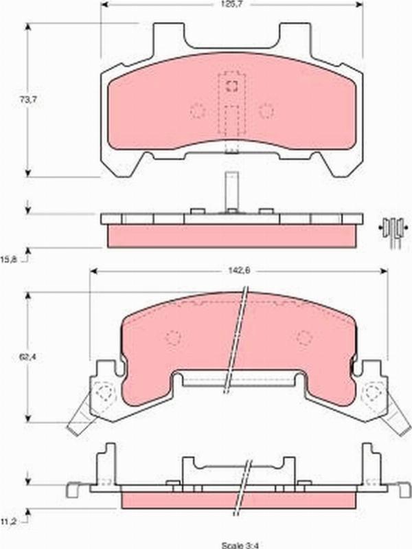 TRW GDB4052 - Гальмівні колодки, дискові гальма autocars.com.ua