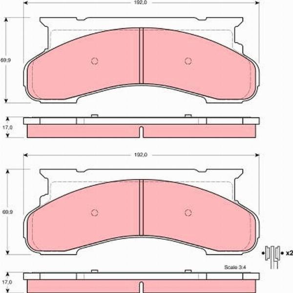 TRW GDB4102 - Гальмівні колодки, дискові гальма autocars.com.ua