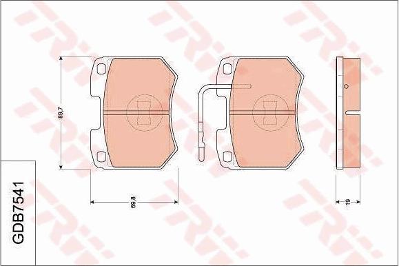 TRW GDB7541 - Тормозные колодки, дисковые, комплект avtokuzovplus.com.ua