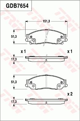 TRW GDB7654 - Гальмівні колодки, дискові гальма autocars.com.ua