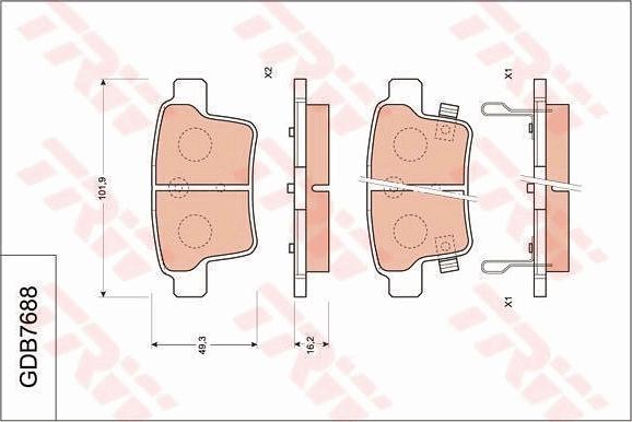 TRW GDB7688 - Тормозные колодки, дисковые, комплект autodnr.net