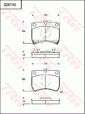 TRW GDB7740 - Гальмівні колодки, дискові гальма autocars.com.ua