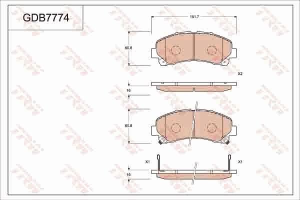 TRW GDB7774AT - Гальмівні колодки, дискові гальма autocars.com.ua