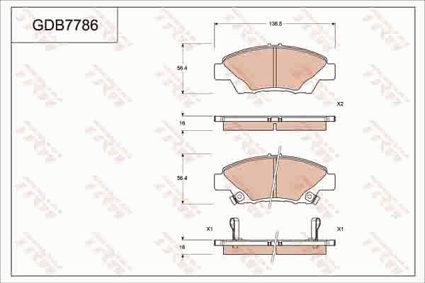 TRW GDB7786DT - Тормозные колодки, дисковые, комплект avtokuzovplus.com.ua