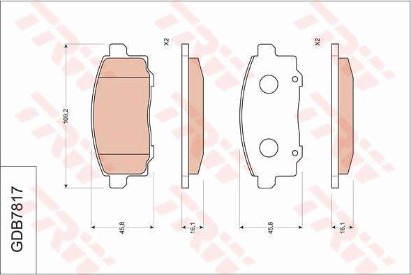 TRW GDB7817 - Тормозные колодки, дисковые, комплект autodnr.net