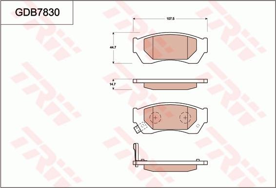 TRW GDB7830AT - Гальмівні колодки, дискові гальма autocars.com.ua