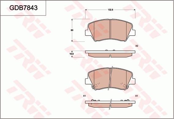 TRW GDB7843 - Гальмівні колодки, дискові гальма autocars.com.ua