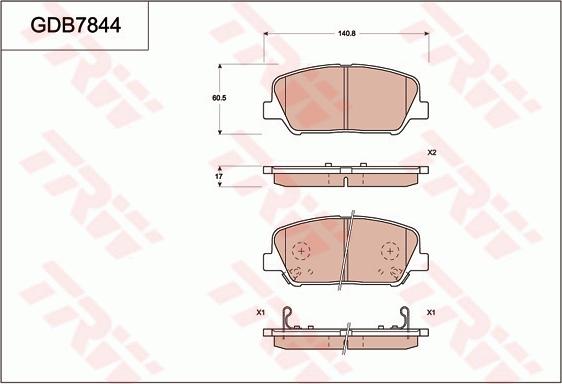 TRW GDB7844 - Тормозные колодки, дисковые, комплект avtokuzovplus.com.ua