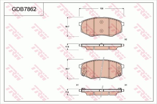 TRW GDB7862 - Гальмівні колодки, дискові гальма autocars.com.ua