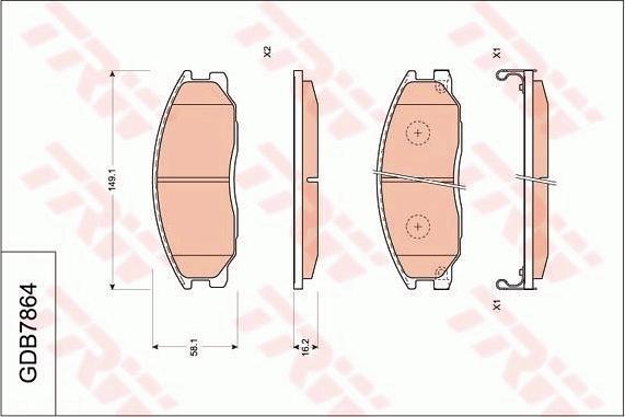 TRW GDB7864 - Гальмівні колодки, дискові гальма autocars.com.ua