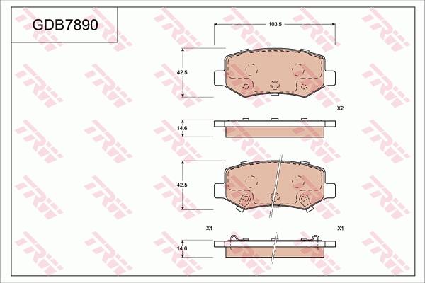 TRW GDB7890 - Гальмівні колодки, дискові гальма autocars.com.ua