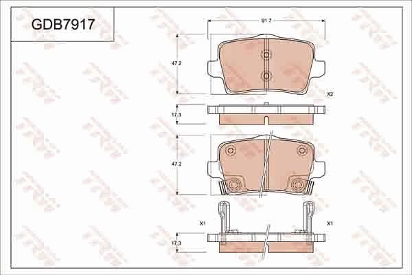 TRW GDB7917 - Гальмівні колодки, дискові гальма autocars.com.ua
