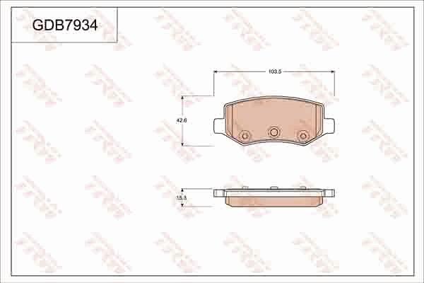 TRW GDB7934 - Гальмівні колодки, дискові гальма autocars.com.ua