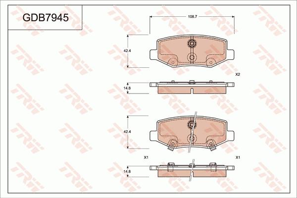 TRW GDB7945 - Гальмівні колодки, дискові гальма autocars.com.ua