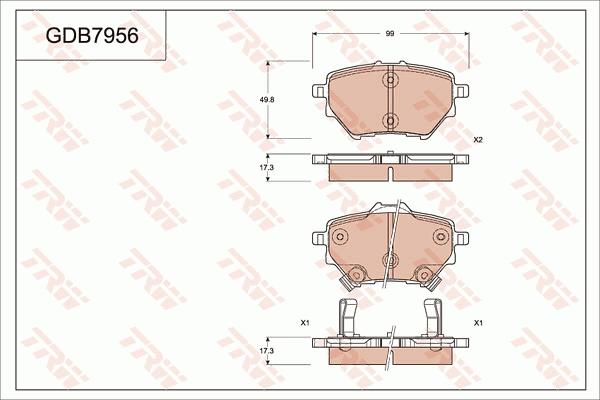 TRW GDB7956 - Гальмівні колодки, дискові гальма autocars.com.ua