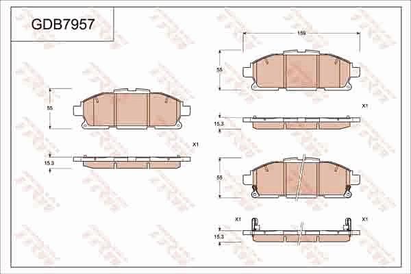 TRW GDB7957 - Гальмівні колодки, дискові гальма autocars.com.ua