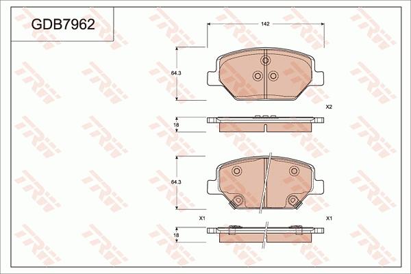 TRW GDB7962 - Гальмівні колодки, дискові гальма autocars.com.ua