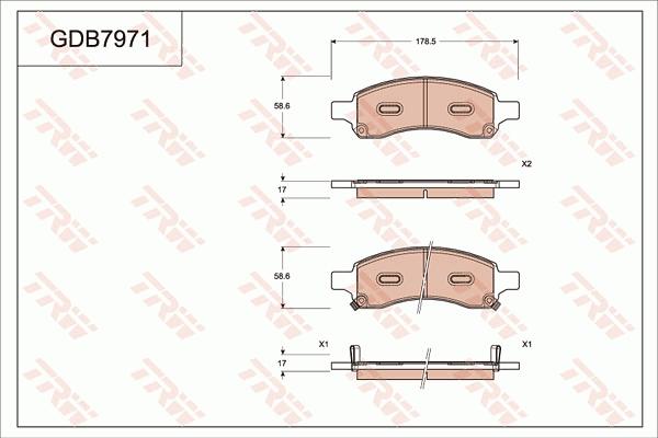 TRW GDB7971 - Гальмівні колодки, дискові гальма autocars.com.ua