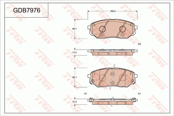 TRW GDB7976 - Гальмівні колодки, дискові гальма autocars.com.ua