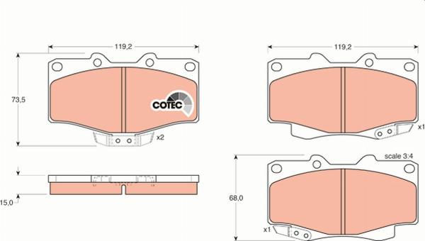 TRW GDB797 - Гальмівні колодки, дискові гальма autocars.com.ua