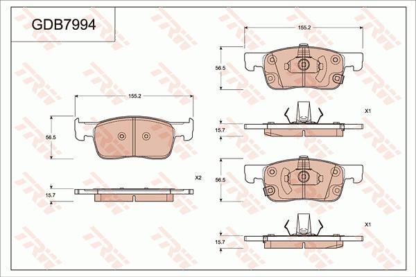 TRW GDB7994 - Тормозные колодки, дисковые, комплект avtokuzovplus.com.ua