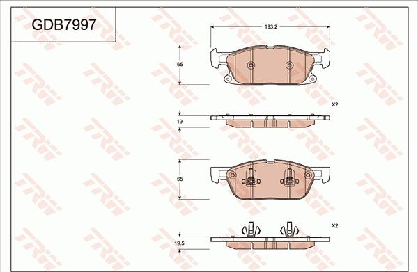 TRW GDB7997DT - Тормозные колодки, дисковые, комплект avtokuzovplus.com.ua