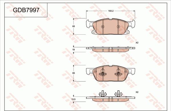 TRW GDB7997 - Гальмівні колодки, дискові гальма autocars.com.ua