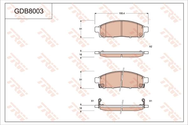 TRW GDB8003DT - Тормозные колодки, дисковые, комплект autodnr.net