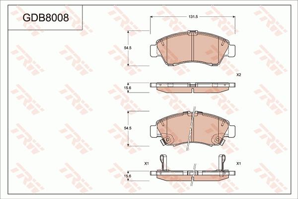 TRW GDB8008 - Тормозные колодки, дисковые, комплект autodnr.net