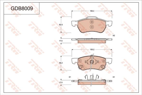 TRW GDB8009 - Гальмівні колодки, дискові гальма autocars.com.ua