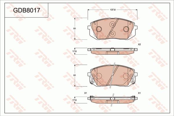 TRW GDB8017 - Тормозные колодки, дисковые, комплект autodnr.net