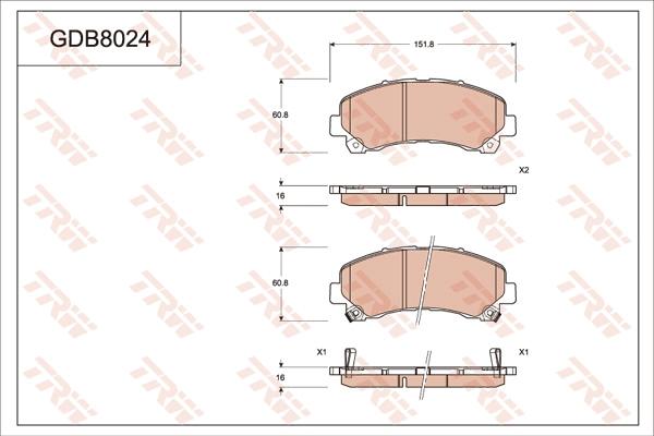 TRW GDB8024 - Гальмівні колодки, дискові гальма autocars.com.ua