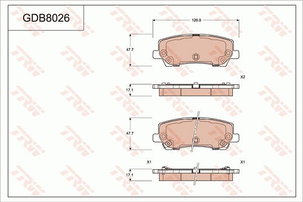 TRW GDB8026 - Тормозные колодки, дисковые, комплект avtokuzovplus.com.ua