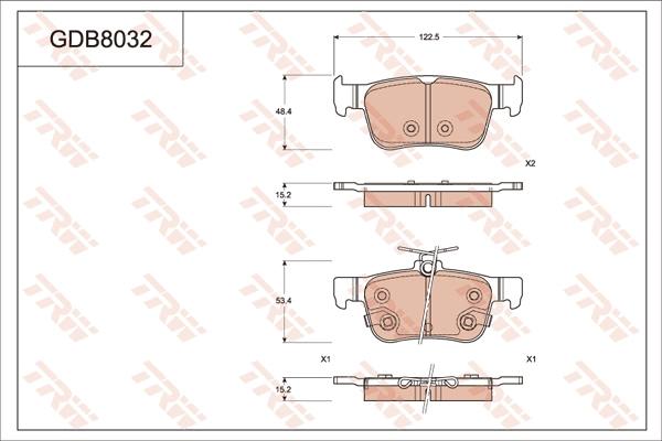 TRW GDB8032 - Тормозные колодки, дисковые, комплект autodnr.net