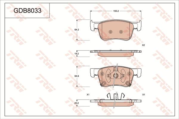 TRW GDB8033 - Тормозные колодки, дисковые, комплект avtokuzovplus.com.ua