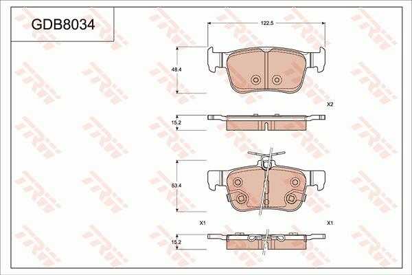 TRW GDB8034 - Тормозные колодки, дисковые, комплект autodnr.net