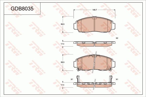 TRW GDB8035 - Гальмівні колодки, дискові гальма autocars.com.ua