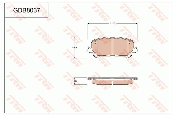 TRW GDB8037 - Гальмівні колодки, дискові гальма autocars.com.ua