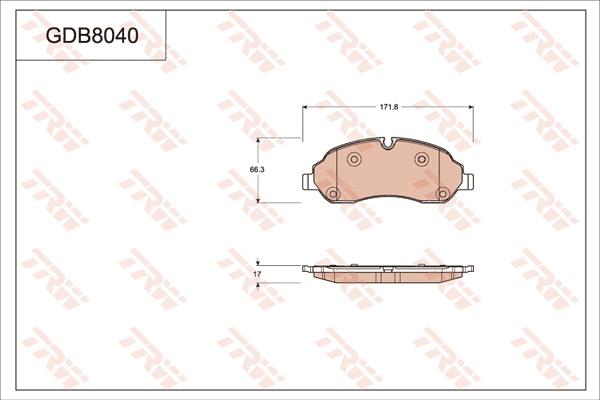 TRW GDB8040 - Тормозные колодки, дисковые, комплект avtokuzovplus.com.ua