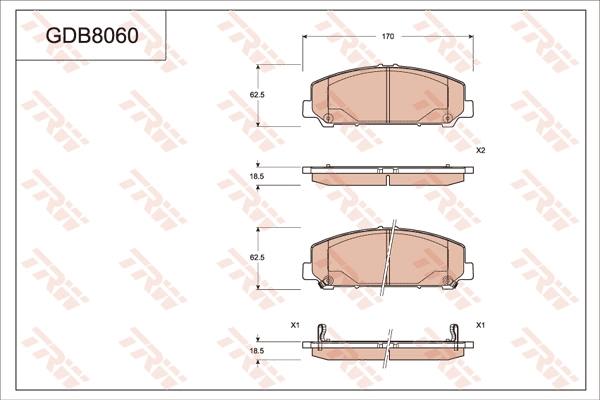 TRW GDB8060 - Тормозные колодки, дисковые, комплект avtokuzovplus.com.ua