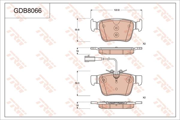 TRW GDB8066 - Гальмівні колодки, дискові гальма autocars.com.ua