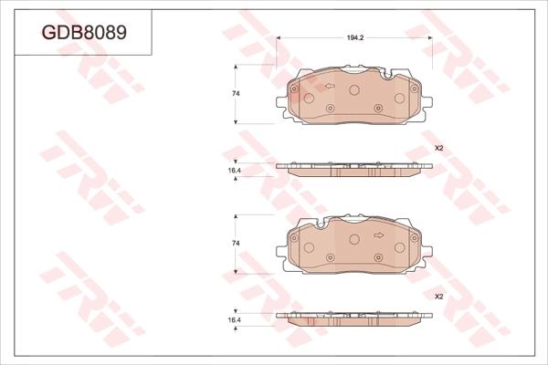 TRW GDB8089 - Гальмівні колодки, дискові гальма autocars.com.ua